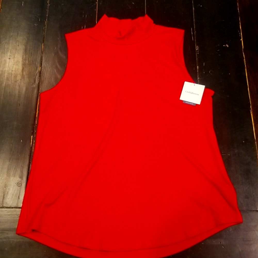 Croft & Borrow Red Sleeveless Mock Turtleneck 2X